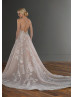 Beaded Ivory Lace Tulle Cross Back Wedding Dress